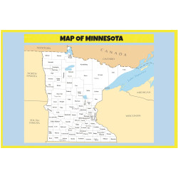 Map of Minnesota - Laminated Wall Map Poster Print Perfect for Classrooms and Homes - Vivid Imagery with Bright Colors