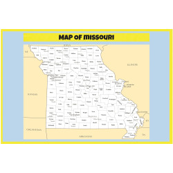 Map of Missouri =- Laminated Wall Map Poster Print Perfect for Classrooms and Homes - Vivid Imagery with Bright Colors