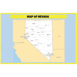 Map of Nevada - Laminated Wall Map Poster Print Perfect for Classrooms and Homes - Vivid Imagery with Bright Colors