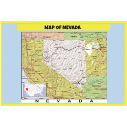 Map of Nevada Style C - Laminated Wall Map Poster Print Perfect for Classrooms and Homes - Vivid Imagery with Bright Colors