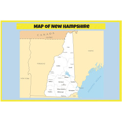 Map of New Hampshire - Laminated Wall Poster Print Perfect for Classrooms and Homes - Vivid Imagery with Bright Colors