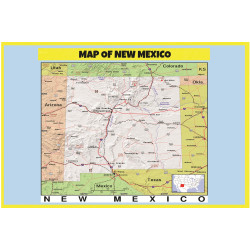 Map of New Mexico Style C - Laminated Wall Map Poster Print Perfect for Classrooms and Homes - Vivid Imagery with Bright Colors