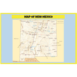 Map of New Mexico  - Laminated Wall Map Poster Print Perfect for Classrooms and Homes - Vivid Imagery with Bright Colors