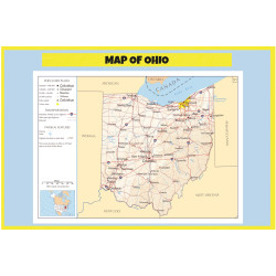 Map of Ohio  - Laminated Wall Map Poster Print Perfect for Classrooms and Homes - Vivid Imagery with Bright Colors