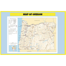 Map of Oregon  - Laminated Wall Map Poster Print Perfect for Classrooms and Homes - Vivid Imagery with Bright Colors