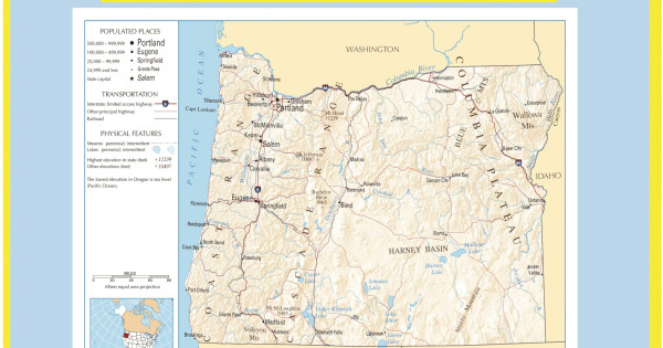 Map of Oregon - Laminated Wall Map Poster Print Perfect for Classrooms ...