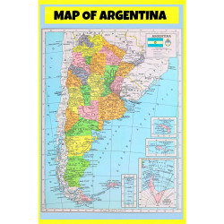 Map of Argentina  - Laminated Wall Map Poster Print Perfect for Classrooms and Homes - Vivid Imagery with Bright Colors