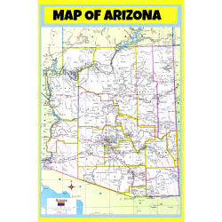 Map of Arizona  - Laminated Wall Map Poster Print Perfect for Classrooms and Homes - Vivid Imagery with Bright Colors