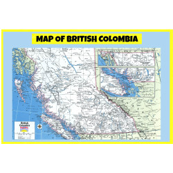 Map of British Colombia  - Laminated Wall Map Poster Print Perfect for Classrooms and Homes - Vivid Imagery with Bright Colors