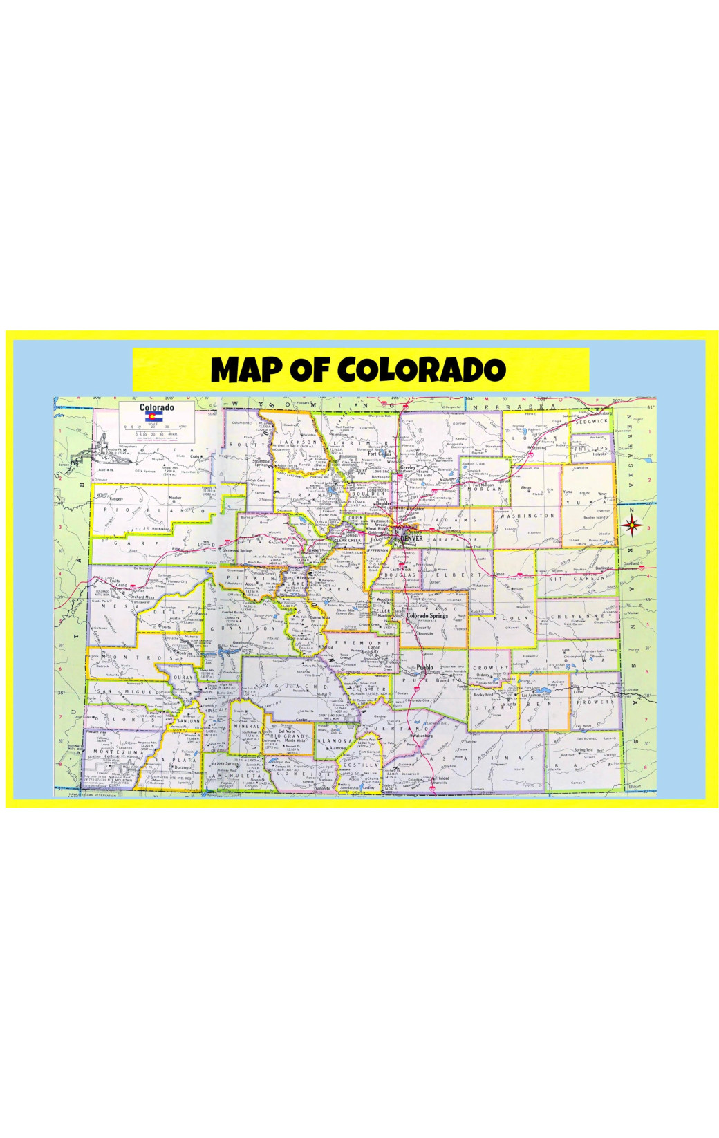 Map of Colorado Style D - Laminated Wall Map Poster Print Perfect for ...