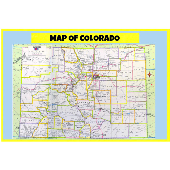 Map of Colorado Style D - Laminated Wall Map Poster Print Perfect for ...