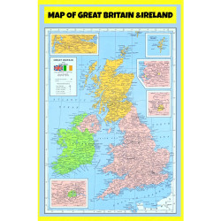 Map of Great Britain and Ireland  - Laminated Wall Map Poster Print Perfect for Classrooms and Homes - Vivid Imagery with Bright Colors
