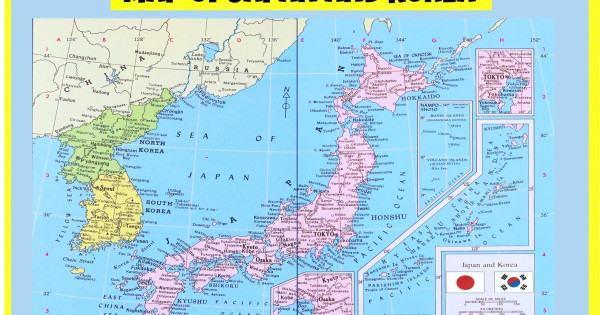 Map of Japan and Korea - Laminated Wall Map Poster Print