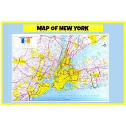 Map of New York  - Laminated Wall Map Poster Print Perfect for Classrooms and Homes - Vivid Imagery with Bright Colors
