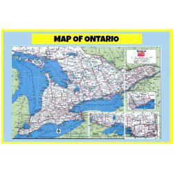 Map of Ontario - Laminated Wall Map Poster Print Perfect for Classrooms and Homes - Vivid Imagery with Bright Colors