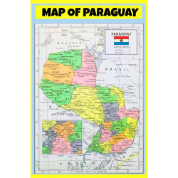 Map of Paraguay - Laminated Wall Map Poster Print Perfect for Classrooms and Homes - Vivid Imagery with Bright Colors
