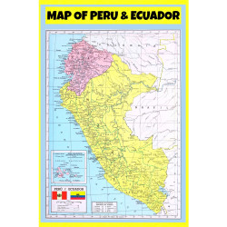 Map of Peru and Ecuador  - Laminated Wall Map Poster Print Perfect for Classrooms and Homes - Vivid Imagery with Bright Colors
