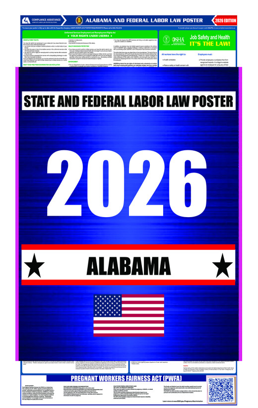 2026 Alabama State and Federal All-In-One Labor Law Poster 2026 Alabama State and Federal All-In-One Labor Law Poster