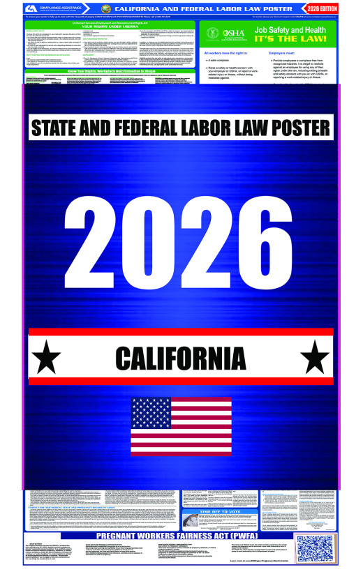 2026 California State and Federal All-In-One Labor Law Poster 2026 California State and Federal All-In-One Labor Law Poster