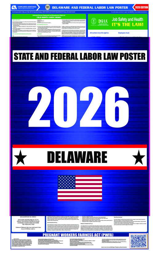 2026 Delaware State and Federal All-In-One Labor Law Poster 2026 Delaware State and Federal All-In-One Labor Law Poster