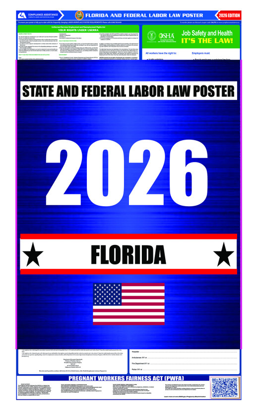 2026 Florida State and Federal All-In-One Labor Law Poster 2026 Florida State and Federal All-In-One Labor Law Poster