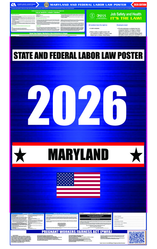 2026 Maryland State and Federal All-In-One Labor Law Poster 2026 Maryland State and Federal All-In-One Labor Law Poster