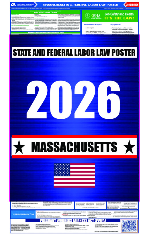2026 Massachusetts State and Federal All-In-One Labor Law Poster 2026 Massachusetts State and Federal All-In-One Labor Law Poster