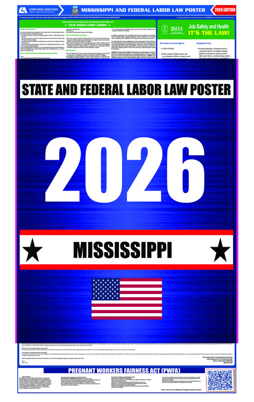 2026 Mississippi State and Federal All-In-One Labor Law Poster 