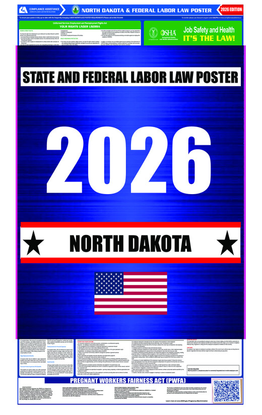 2026 North Dakota State and Federal All-In-One Labor Law Poster 2026 North Dakota State and Federal All-In-One Labor Law Poster