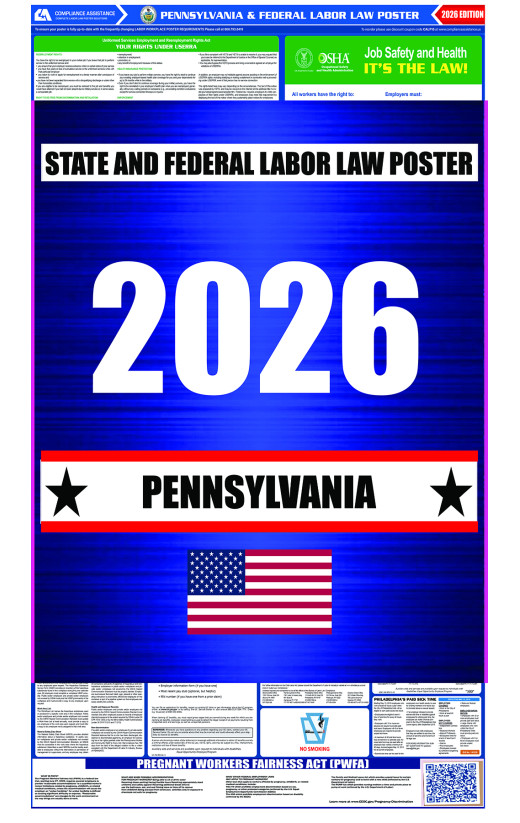 2026 Pennsylvania State and Federal All-In-One Labor Law Poster 2026 Pennsylvania State and Federal All-In-One Labor Law Poster
