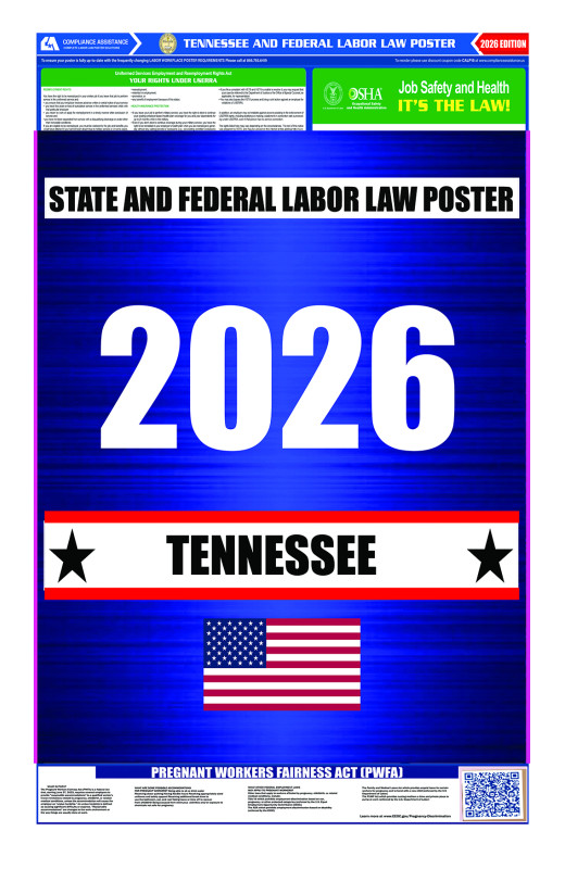 2026 Tennessee State and Federal All-In-One Labor Law Poster 2026 Tennessee State and Federal All-In-One Labor Law Poster