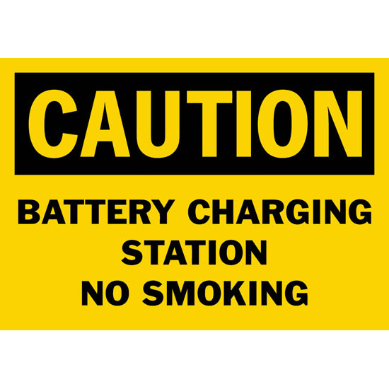 Caution Battery Charging Station No Smoking Safety Sign