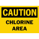 Caution Chlorine Area Safety Sign