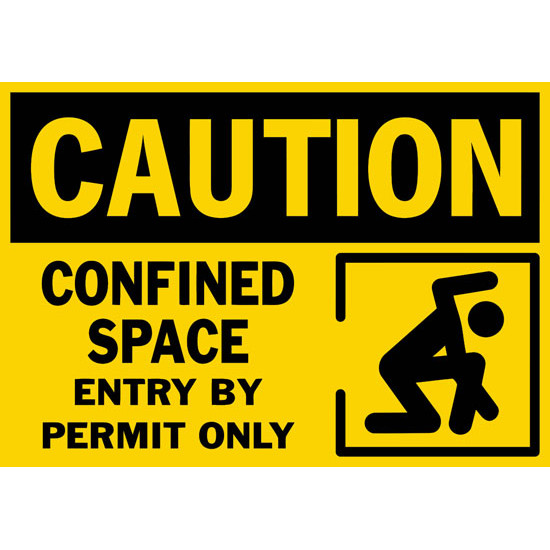 Caution Confined Space Entry By Permit Only Safety Sign