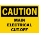 Caution Main Electrical Cut-Off Safety Sign