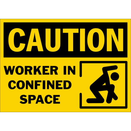 Caution Worker In Confined Space Safety Sign