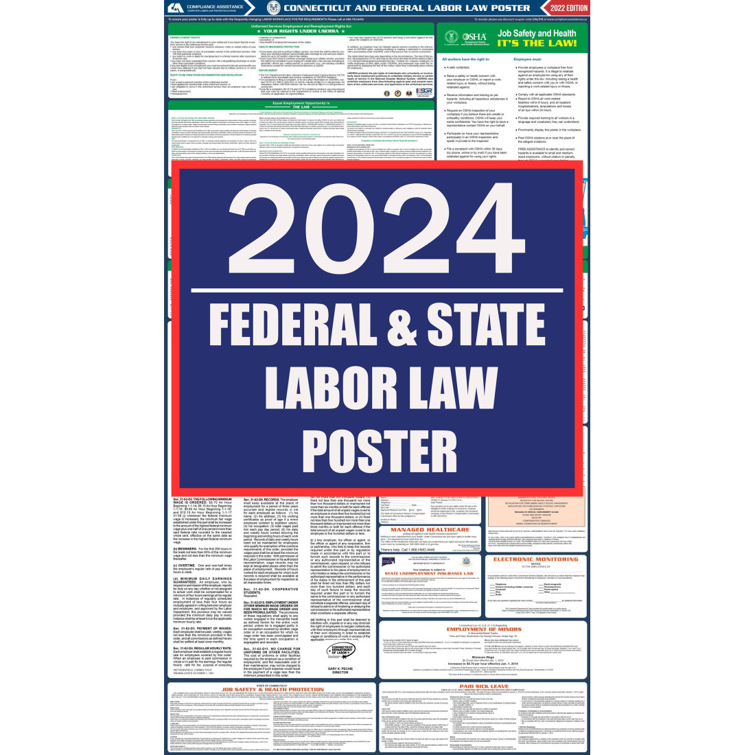 2023 Connecticut Labor Law Poster AllInOne State/Federal Fast Shipping