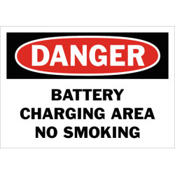 Danger Battery Charging Area No Smoking Safety Sign