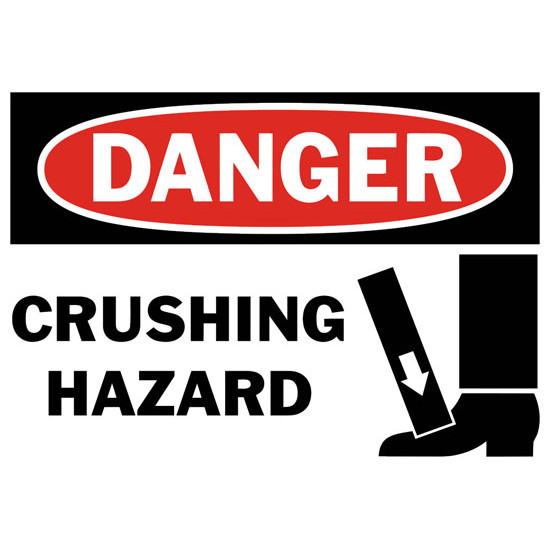 Danger Crushing Hazard Safety Sign