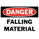 Danger Falling Material Safety Sign
