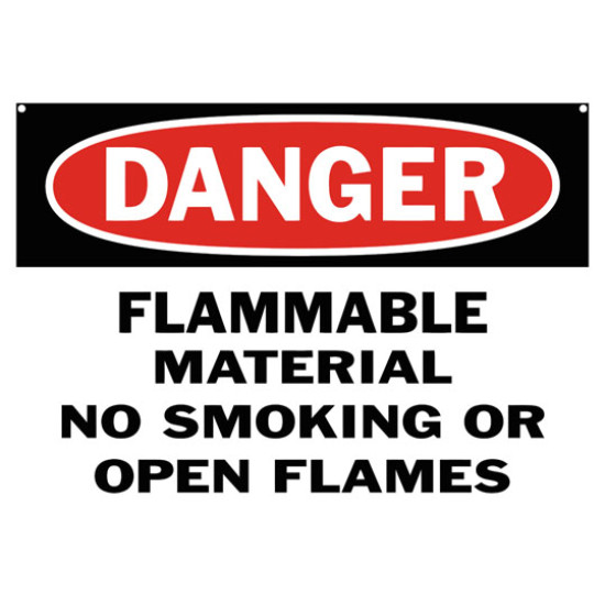 Danger Flammable Material No Smoking Or Open Flames Safety Sign