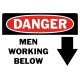 Danger Men Working Below Safety Sign