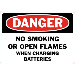Danger No Smoking Or Open Flames When Charging Batteries Safety Sign