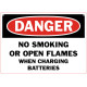 Danger No Smoking Or Open Flames When Charging Batteries Safety Sign