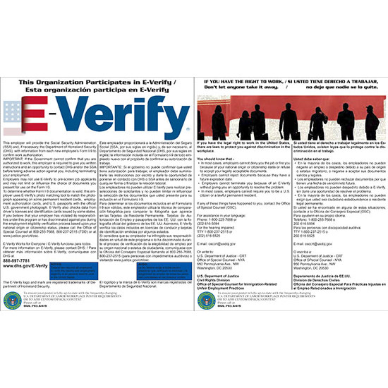 E-Verify and Right to Work Laminated Combo Poster