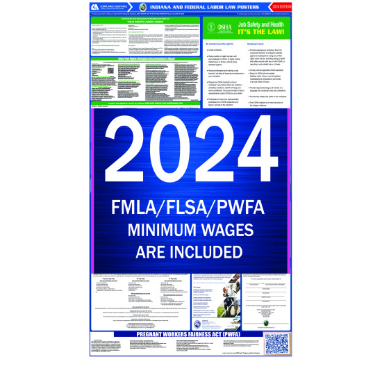 2024 Indiana State and Federal All-In-One Labor Law Poster 2024 Indiana State and Federal All-In-One Labor Law Poster