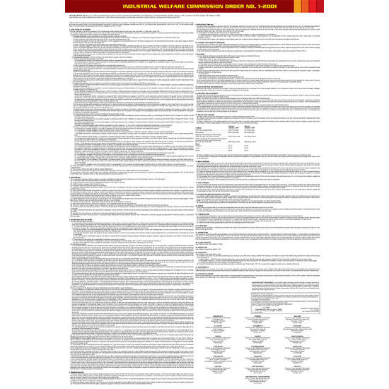 California Industry Welfare Commission (IWC) #1 Manufacturing Industry Poster California Industry Welfare Commission (IWC) #1 Manufacturing Industry Poster