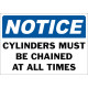 Notice Cylinders Must Be Chained At All Times Safety Sign