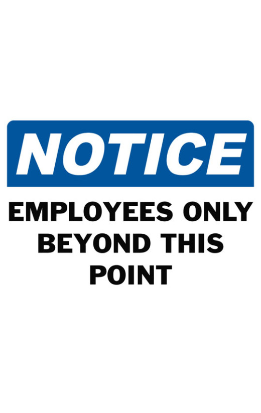 thumbnail image 2 of NOTICE EMPLOYEES ONLY BEYOND THIS POINT Decal - OSHA Safety Sign For Retail 2 of 5