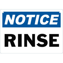 Notice Rinse Safety Sign